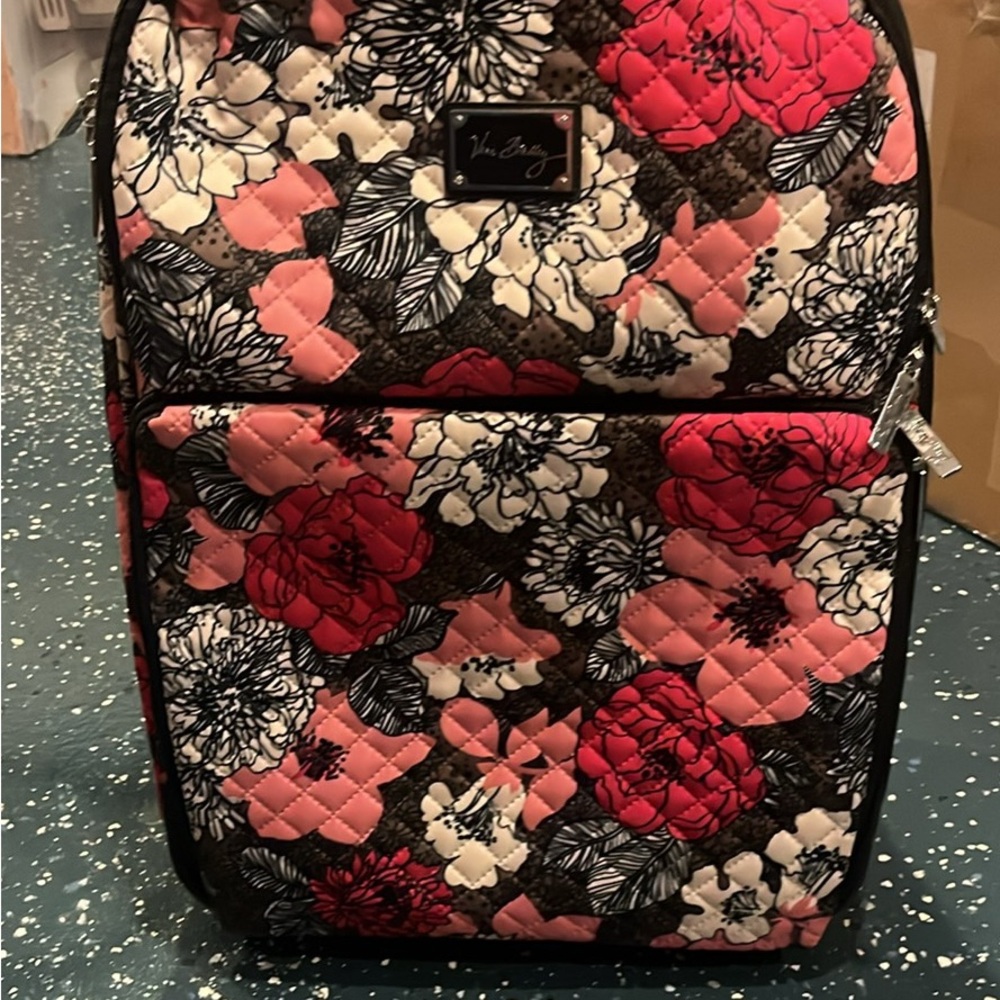 Vera Bradley Quilted Backpack - Red, Pink, Black Floral